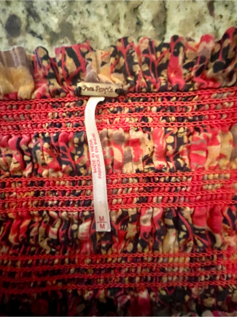 Free People Rust Red Floral Smocked Maxi Dress Size M - Picture 6 of 7